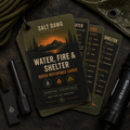 Concept image of the Salt Dawg Water, Fire & Shelter Quick-Reference Cards.