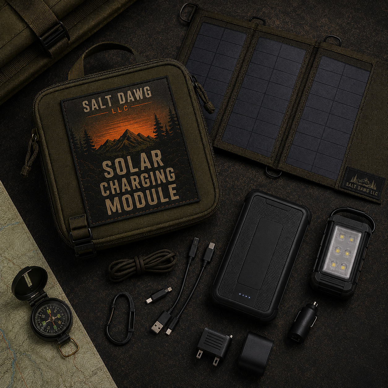 Concept image of the Salt Dawg Solar Charging Module.